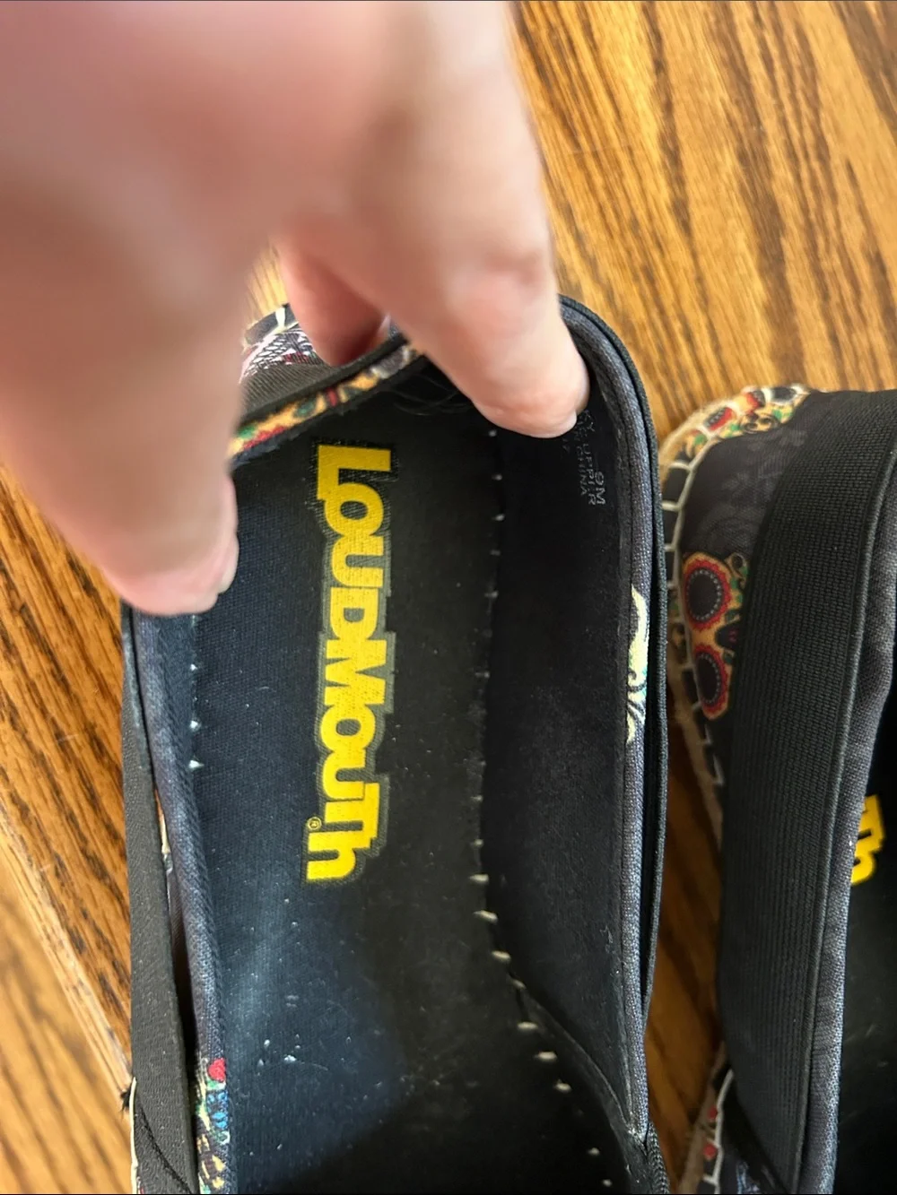 Loudmouth Black Espadrilles with Colorful Sugar Skull Print